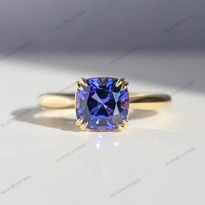 Brilliant cut Tanzanite ring, tanzanite engagement ring, vintage tanzanite ring, 3 CT square tanzanite December birthstone ring, gift forher