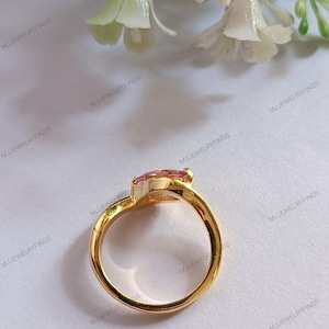 Pink Moissanite Marquise Bezel Ring: Art Deco Sterling Silver Engagement image 4