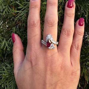 Marquise Ruby Ring· Cocktail Ring· marquise engagement ring- coloured stone engagement ring-Ruby marquise engagement set*Ring for women
