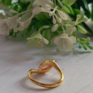 Pink Moissanite Marquise Bezel Ring: Art Deco Sterling Silver Engagement image 9