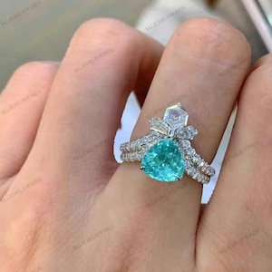 Neon Blue Paraiba Tourmaline Trillion Cut Ring*Paraiba tourmaline ring in gold*Paraiba tourmaline platinum ring*Neon tourmaline Paraiba ring