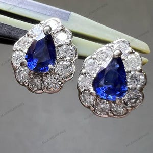 Gorgeous Tanzanite Stud Earring for her*925 Sterling Silver*Pear cut Tanzanite Stone earring-Beautiful stud earring-Anniversary Wedding gift