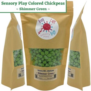 Shimmer Green Sensory Play Colored Chickpeas (12oz. bags)