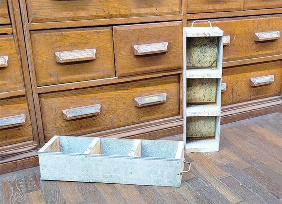 Vintage Aged Look Home Office Desk Organizer with 4 Drawers - Rustic  Dresser - Wooden Storage Box Desktop Storage - Decorative Boxes with Lids  for