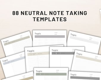 Printable lecture notes, note taking template, college student lined note taking pages, color lined notes for school and college