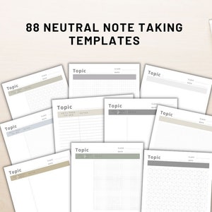 Printable lecture notes, note taking template, college student lined note taking pages, color lined notes for school and college