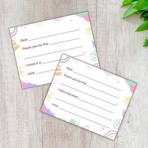 Flache Dankeskarte | Digitaler Download | Füllen Sie die leere Vorlage aus | Druck zu Hause | A2 Umschlag | Für Mädchen und Kinder