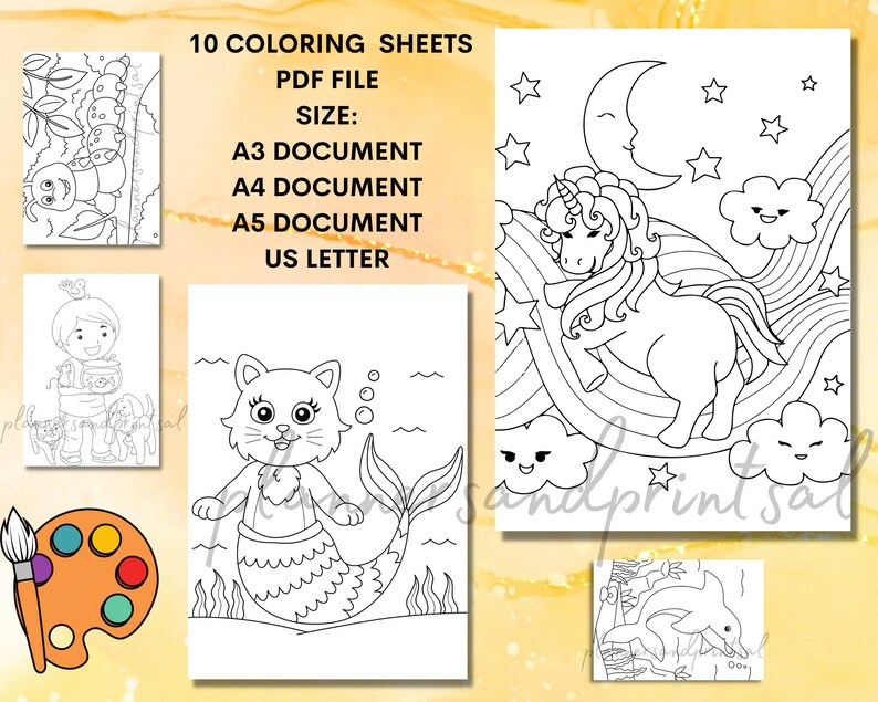 Coloring Poster, Printable Coloring Poster, Animal Coloring Page ...