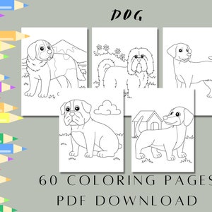 Dog Coloring Pages: Fun Kids&#39; Birthday Activity (Digital Download)