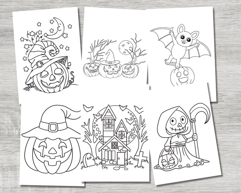 Printable Halloween Coloring Pages, Halloween Coloring Sheets, Instant ...