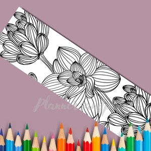 Floral Coloring Bookmarks: Printable Booklover Gift (PDF Download) - Etsy