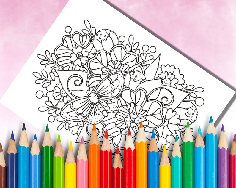 Giant Coloring Poster, Floral Coloring Poster, Adult Coloring Page