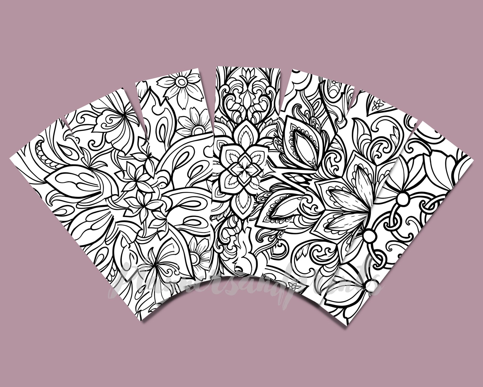 Printable Coloring Bookmarks Set of 7, Mandala Bookmarks, Coloring ...