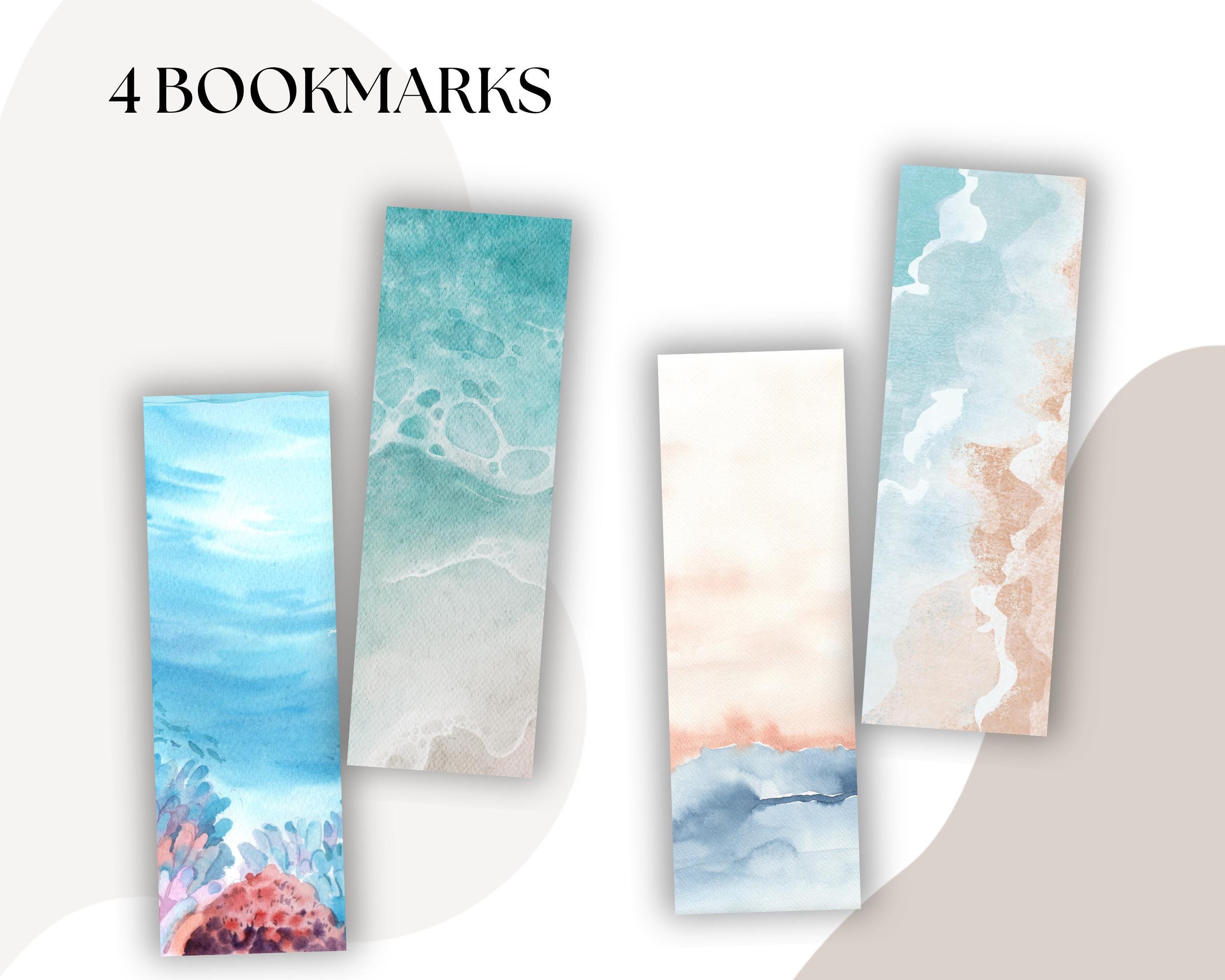 Watercolor Beach Bookmarks: Artistic Bookmark Set (digital Download) - Etsy