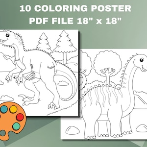 Dinosaur Coloring Posters: Large Printable Kids&#39; Activity (PDF)