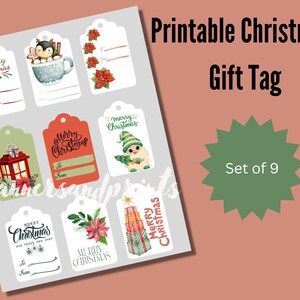 Gift Tag Printable, Merry Christmas, Printable Christmas Gift Tag, Holiday Party Favor Tag, Christmas Tags Download, Printable pdf