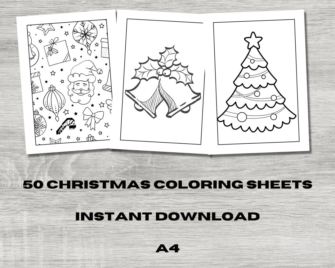 Christmas Printable Coloring Pages, Instant Download, Christmas Gift ...