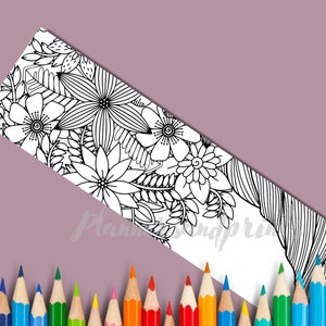 Floral Coloring Bookmarks: Printable Booklover Gift (PDF Download) - Etsy