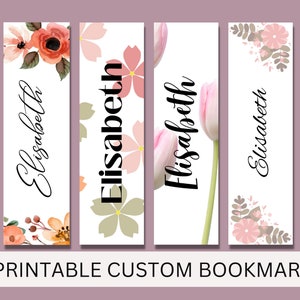 Printable Custom Bookmarks, Personalized Printable Bookmarks, Set of 4 ...