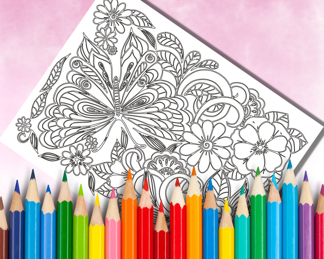 Giant Coloring Poster, Floral Coloring Poster, Adult Coloring Page