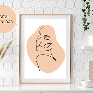Minimalist Woman Line Art Print: Modern Female Face (Digital Download)