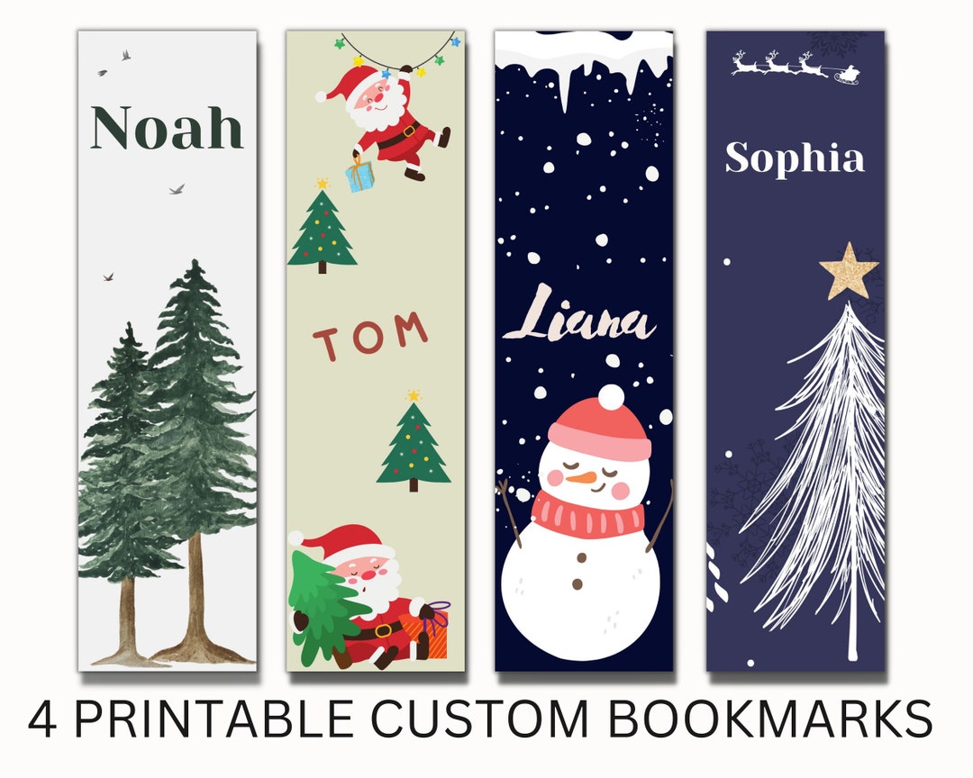 Printable Custom Bookmarks, Christmas Bookmarks, Bookmark for Kids ...