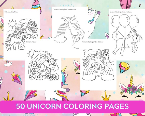 Unicorn Coloring Pages DIGITAL DOWNLOAD - Etsy