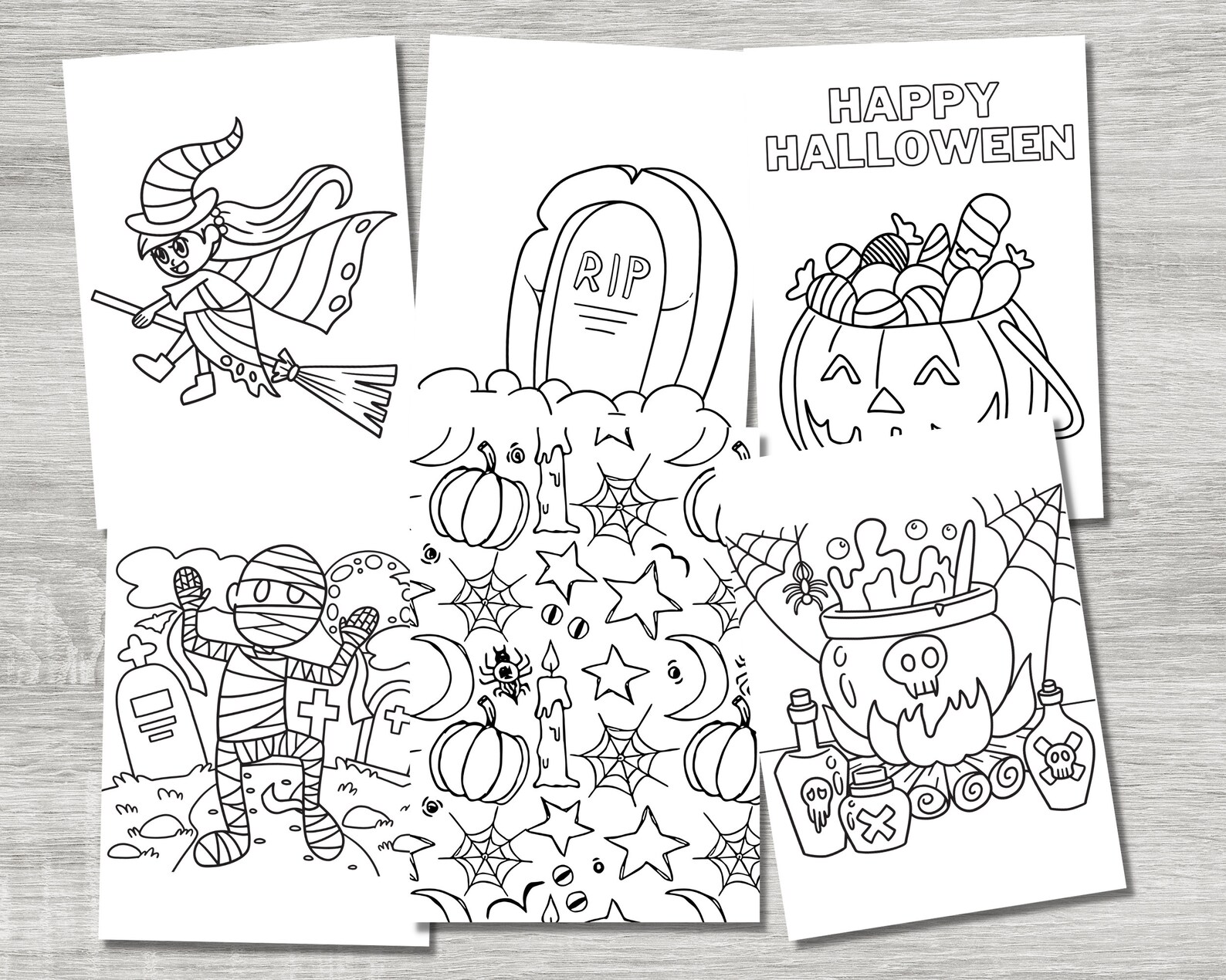 Printable Halloween Coloring Pages, Halloween Coloring Sheets, Instant ...