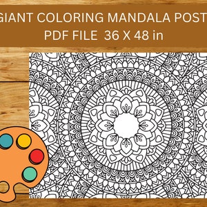 Giant Mandala Coloring Poster: Adult/Teen Stress Relief (36&quot; x 48&quot;) (Digital Download)