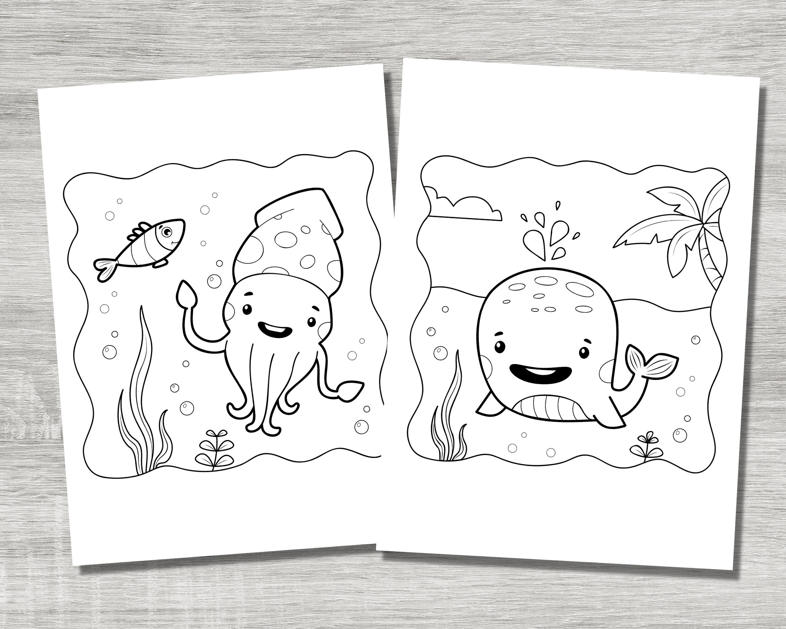 50 Page Undersea Animals Coloring Pages, Printable Ocean Explorer, Sea ...