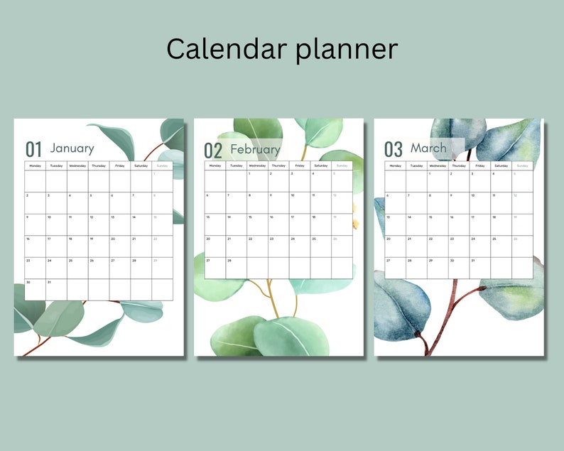 2023 Calendar Printable Calendar Pretty Calendar Monthly - Etsy