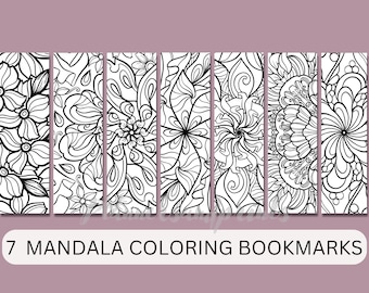 Mandala Coloring Bookmarks: 7 Printable Designs (PDF)