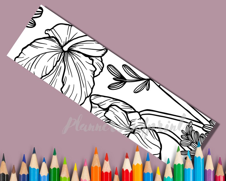 Floral Coloring Bookmarks: Printable Booklover Gift (PDF Download) - Etsy