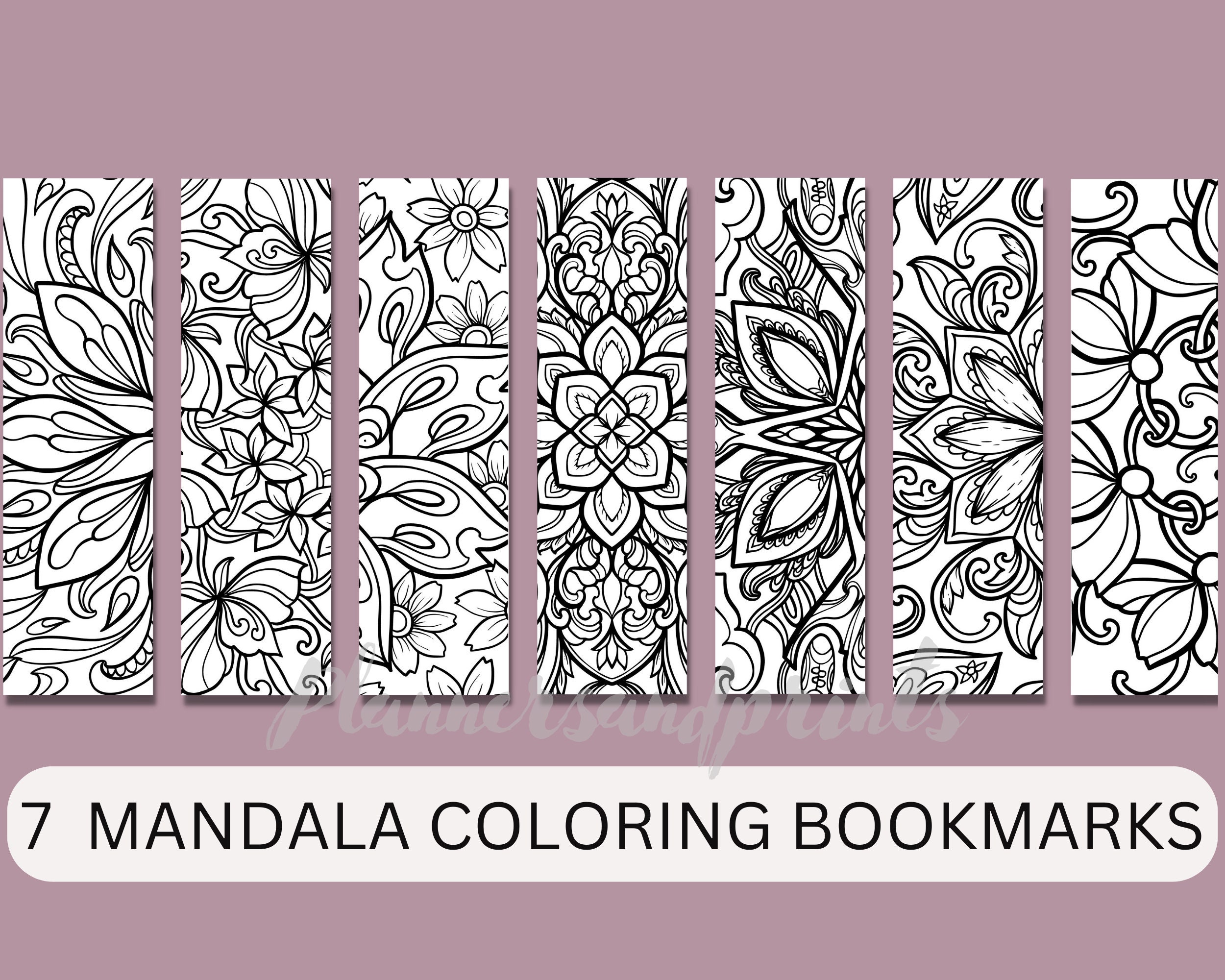 Printable Coloring Bookmarks Set of 7, Mandala Bookmarks, Coloring Bookmarks  for Adult, Coloring Bookmarks for Kids, Printable Bookmarks 