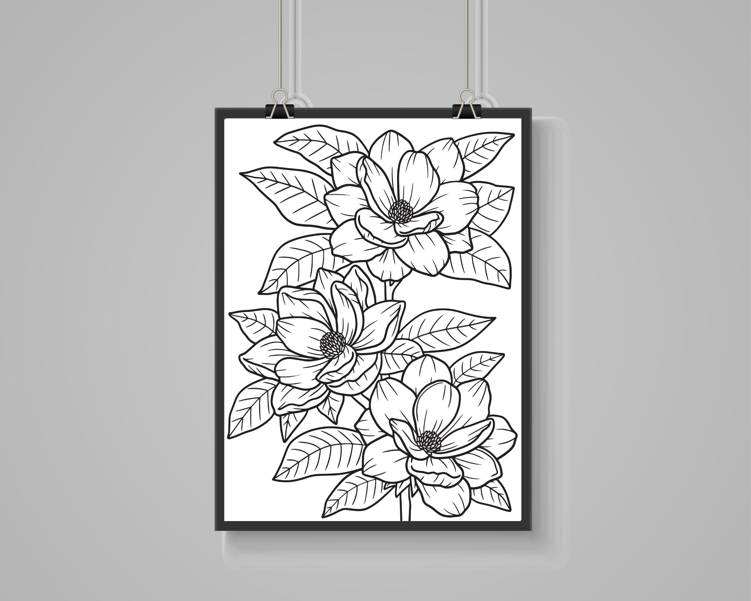 Floral Fantasy Coloring Poster Captivating Adult Coloring Page Large 36 ...