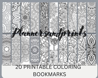 Mandala Coloring Bookmarks: Set of 20 Printable Designs (Digital Download)