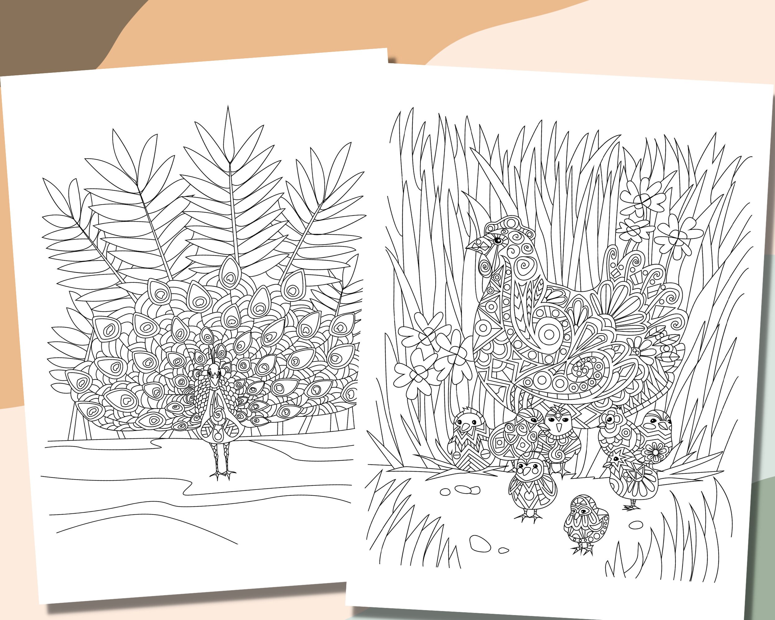 30 Animal Coloring Pages, Adult and Children Coloring Page, Coloring