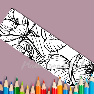Floral Coloring Bookmarks: Printable Booklover Gift (PDF Download) - Etsy