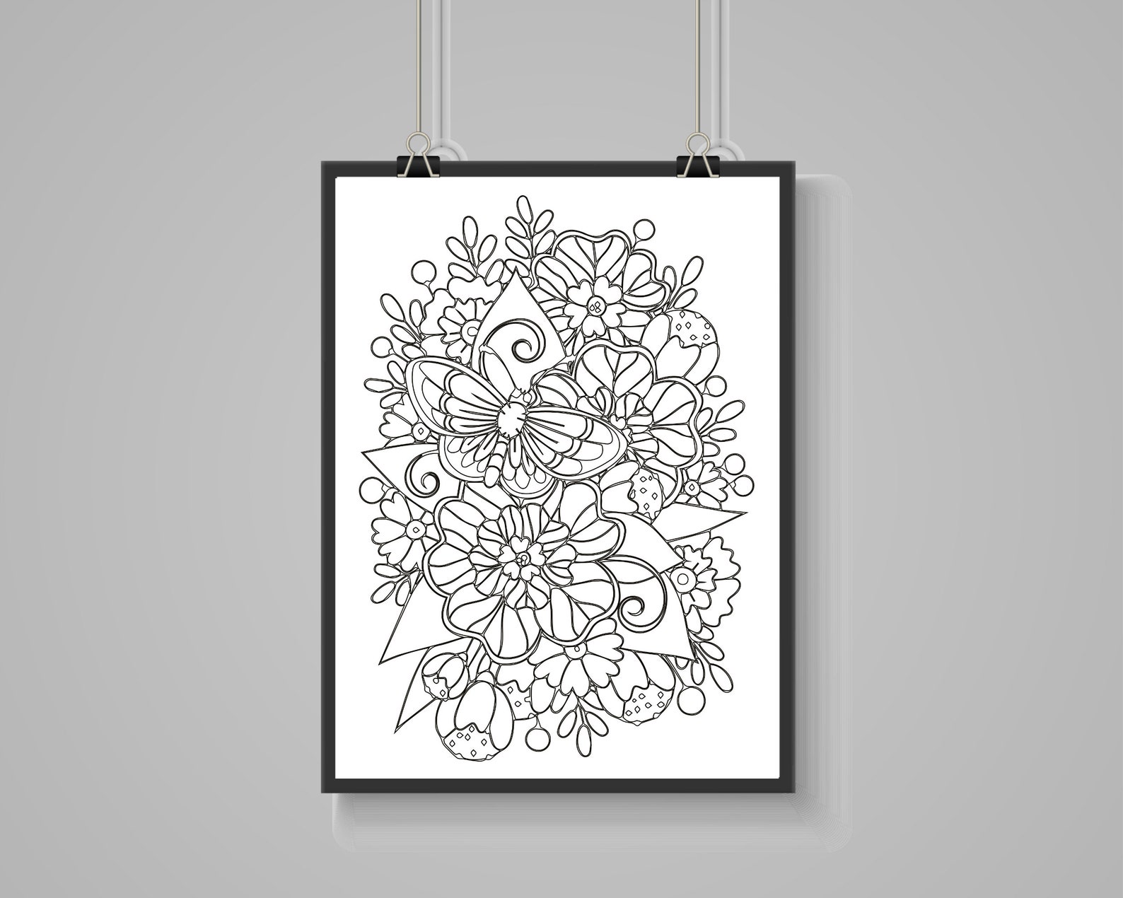 Giant Coloring Poster, Floral Coloring Poster, Adult Coloring Page