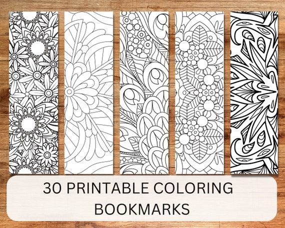 Mandala Coloring Bookmark Set of 30, Printable Bookish Gift (PDF)