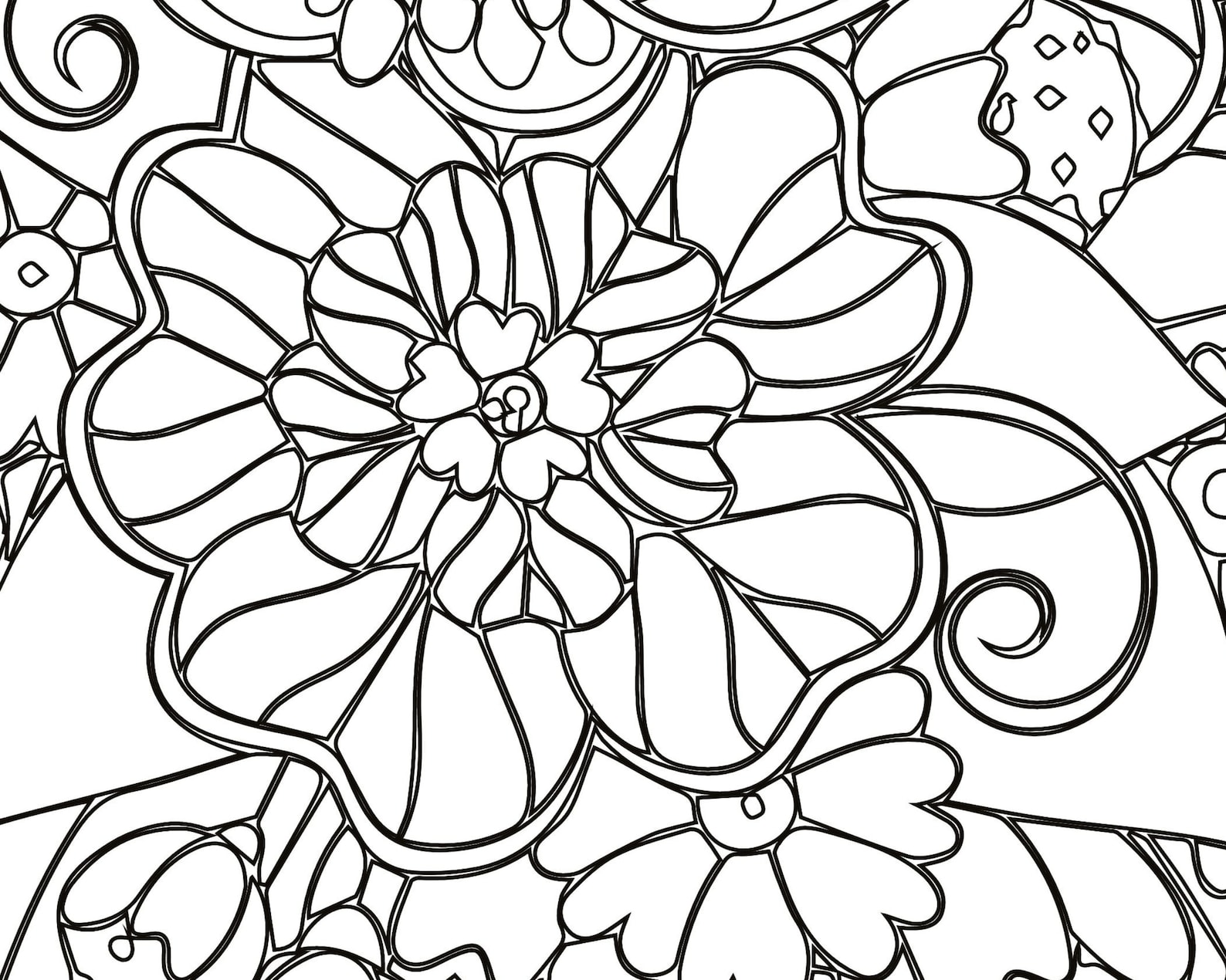 Giant Coloring Poster, Floral Coloring Poster, Adult Coloring Page