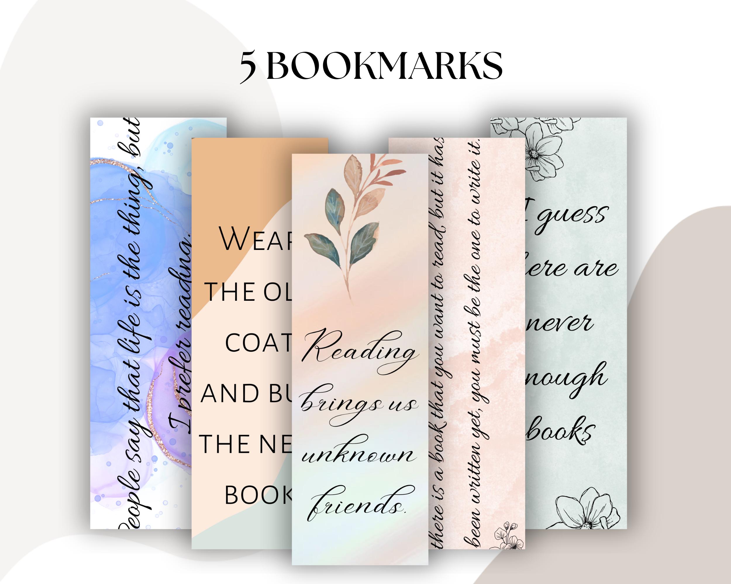Set of 5 Printable Bookmarks With Famous Quotes | Digital Download ...