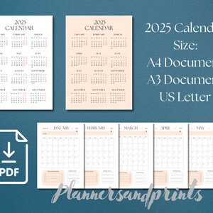Afdrukbare kalender Kalender 2025 Maandkalender Afdrukbare blanco kalender Afdrukbare pdf-kalender Eenvoudige kalender Planner Kalender