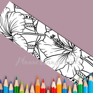Floral Coloring Bookmarks: Printable Booklover Gift (PDF Download) - Etsy