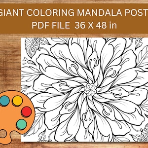 Giant Mandala Coloring Poster: Adult/Teen Stress Relief (36&quot; x 48&quot;) (Digital Download)