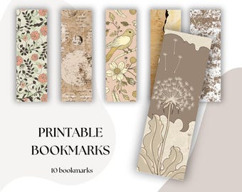 Vintage Floral Printable Bookmarks: Unique Designs Set (Digital Download)