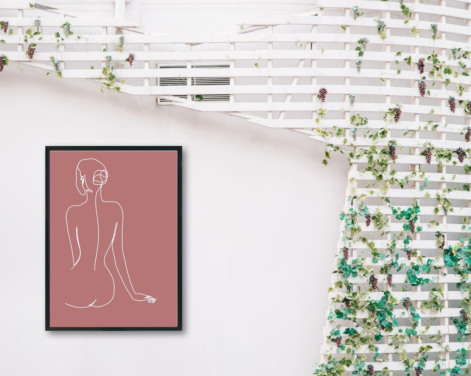 Woman Laying Down Art, Minimalist Naked Woman Printable Wall Art, Fine Line Print, Nude Woman