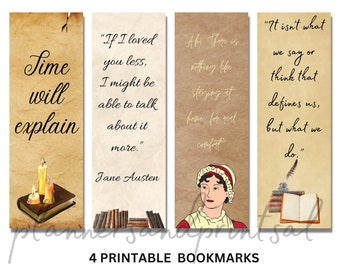 Jane Austen Bookmarks: Vintage Style Reader Gifts (Printable)