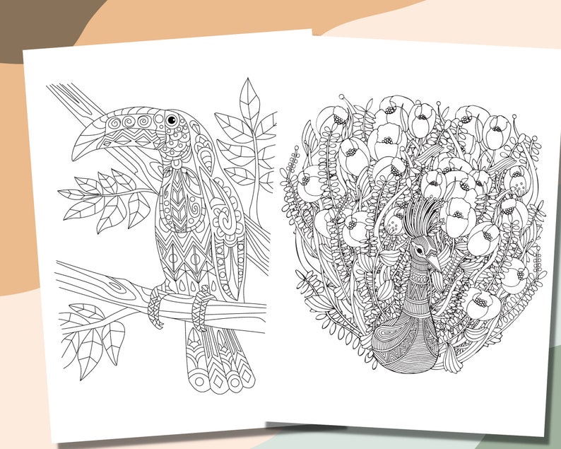 30 Animal Coloring Pages, Adult and Children Coloring Page, Coloring