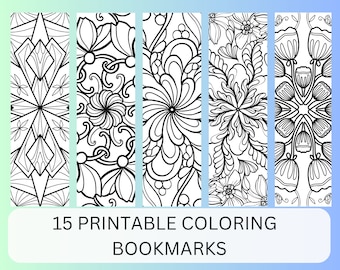 Mandala Coloring Bookmarks: 20 Printable Designs (Digital Download)